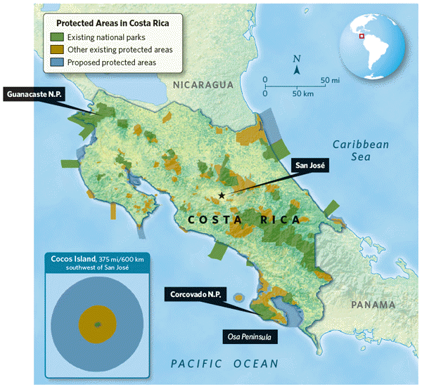 Zones protégées au Costa Rica